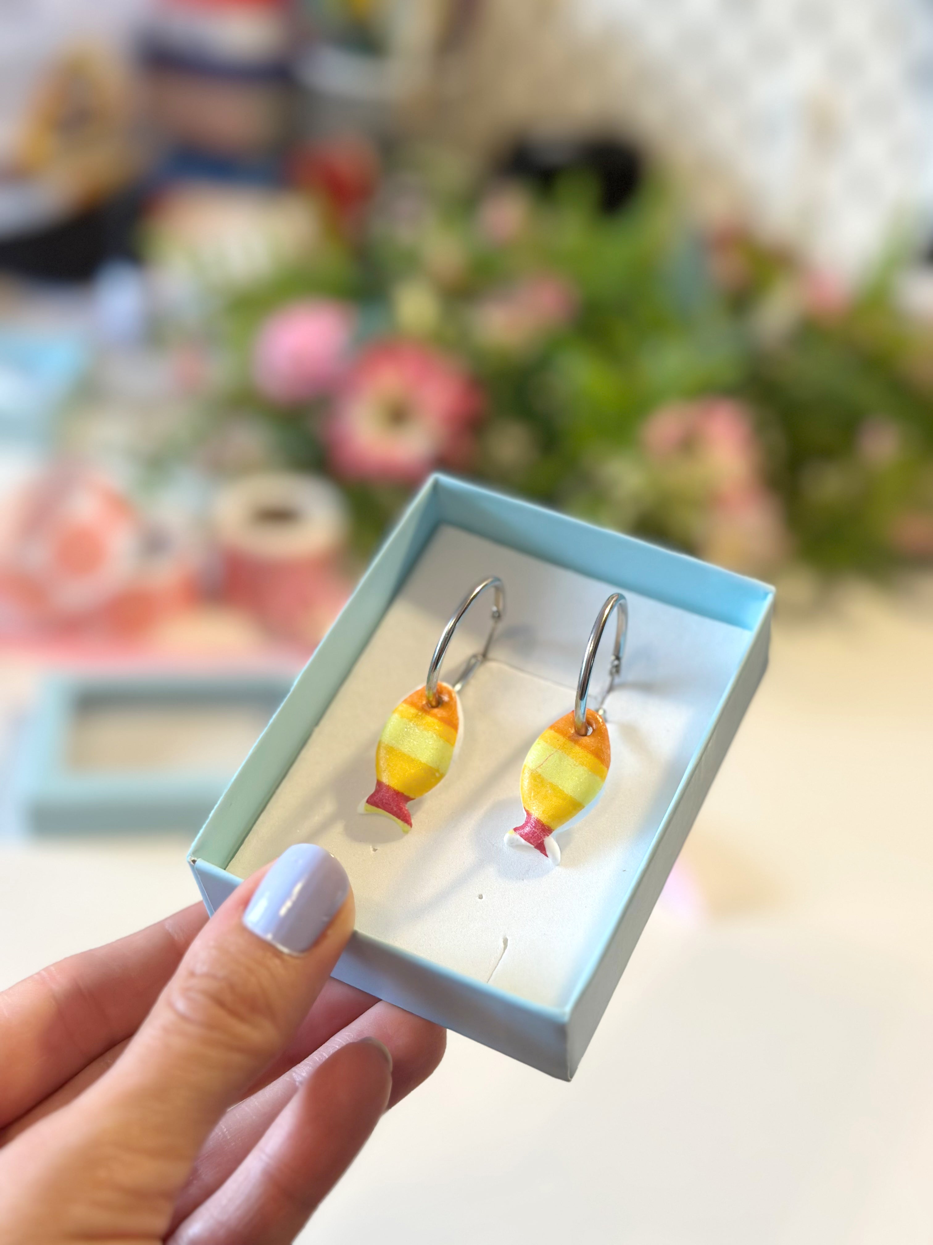 Color Fish Ring - žuto/narančasta (srebrni ring)